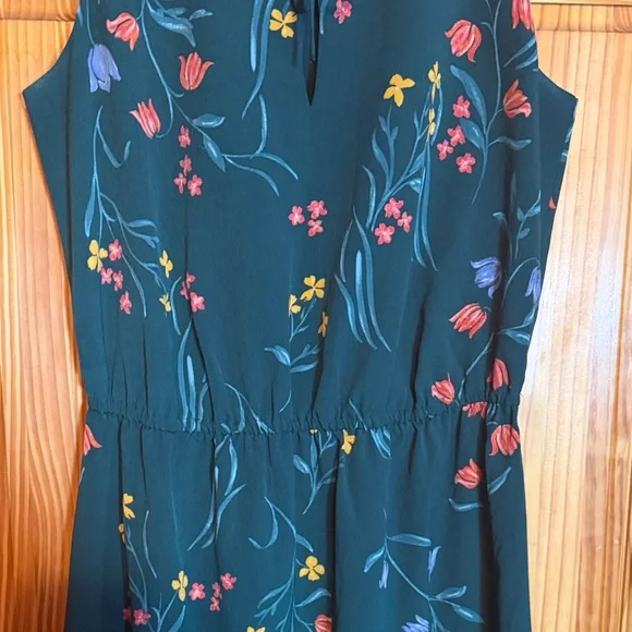 ANN TAYLOR FACTORY Floral Green Dress Ladies Women's Size Medium- Flowers Spring - Picture 4 of 10